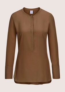 Lange Seidenbluse in kragenloser Form thumbnail 7