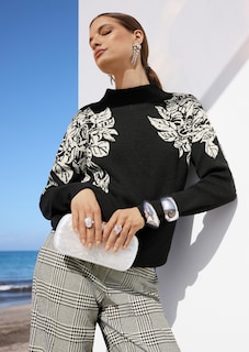 Pull jacquard à motif floral thumbnail 1