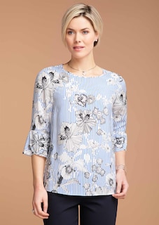 Luftige Druckbluse mit modischen Volantärmeln thumbnail 9