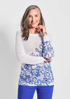 Ajour pullover met print thumbnail 1