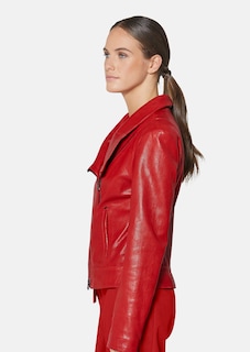 Biker-Jacke aus geprägtem Lammnappa-Leder thumbnail 5
