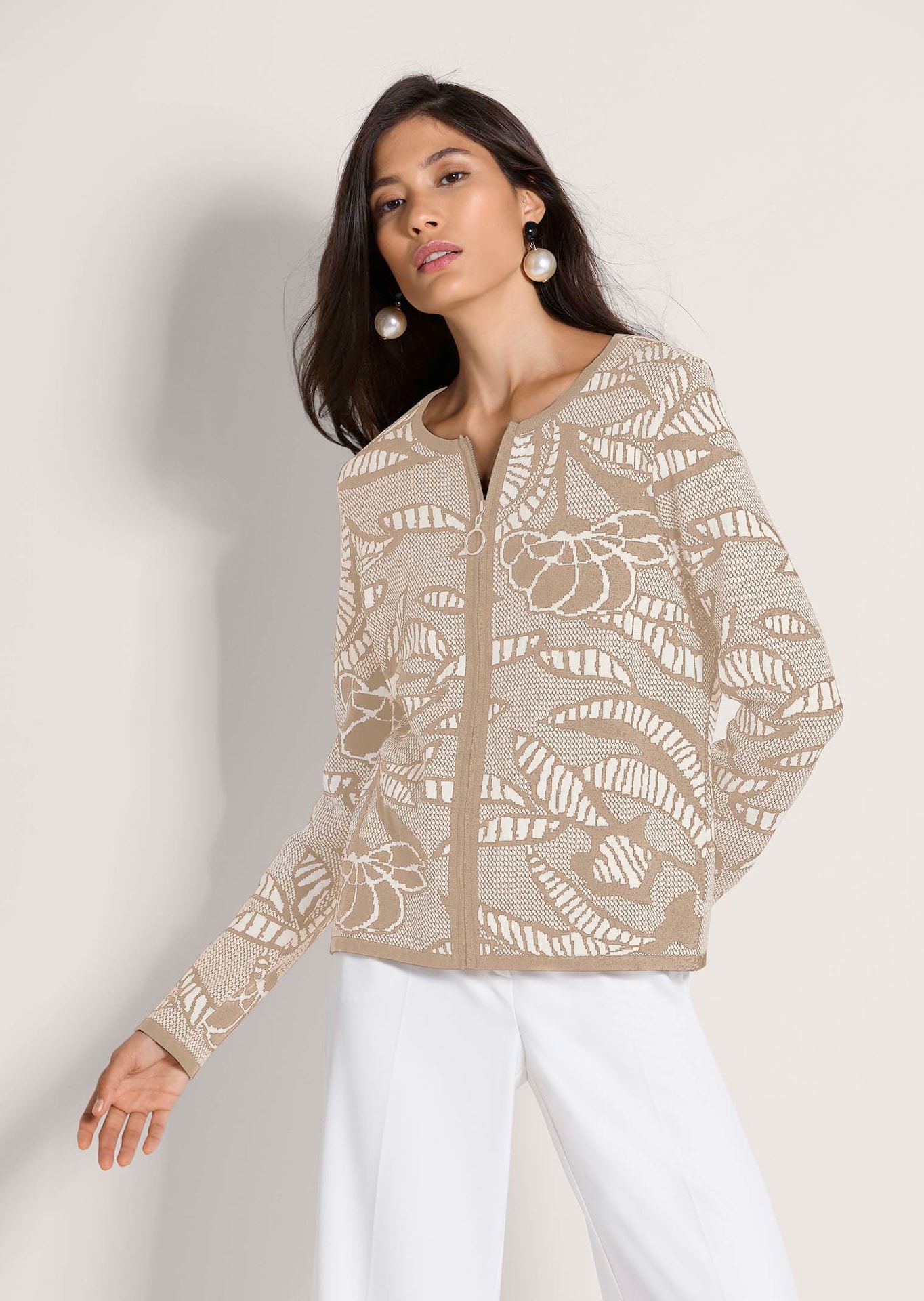 Blazer en maille à imprimé jacquard et zip
