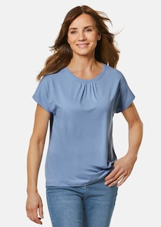 Comfortabel shirt met ronde hals van glanzend materiaal thumbnail 1