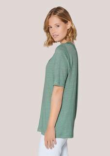 Short-sleeve linen top with lace thumbnail 5
