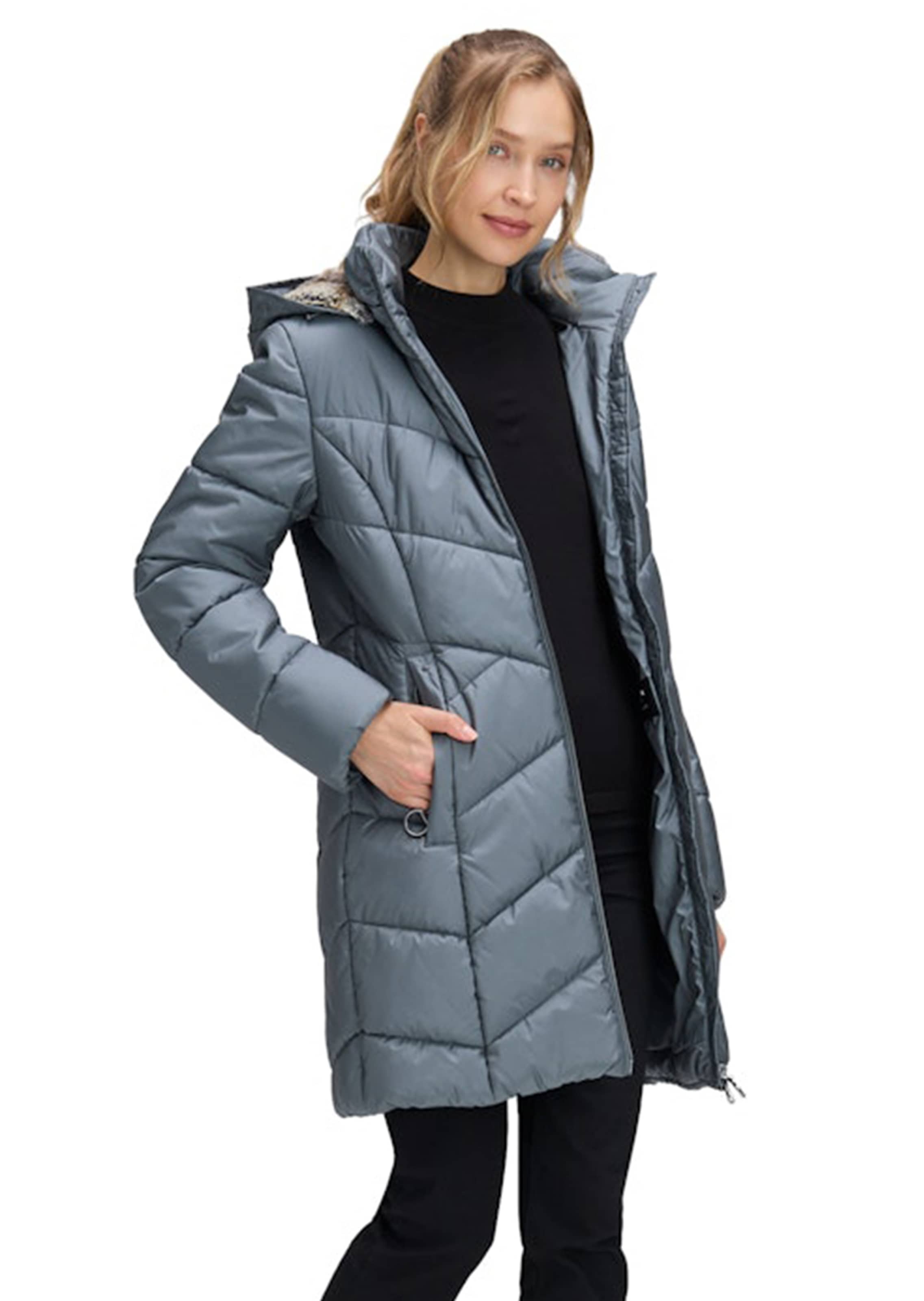 Lange Outdoorjacke mit 2-Wege-Reißverschluss