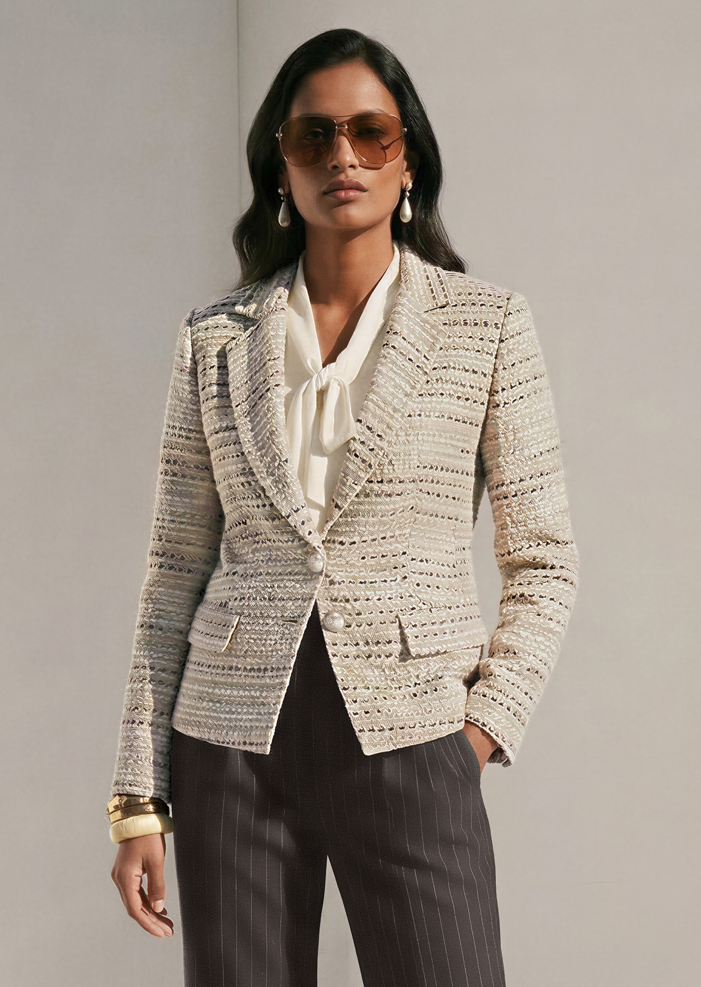 Textured tweed blazer