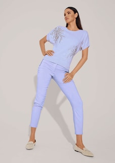 Kurzarm-Pullover mit glanzvollem Floral-Print thumbnail 5