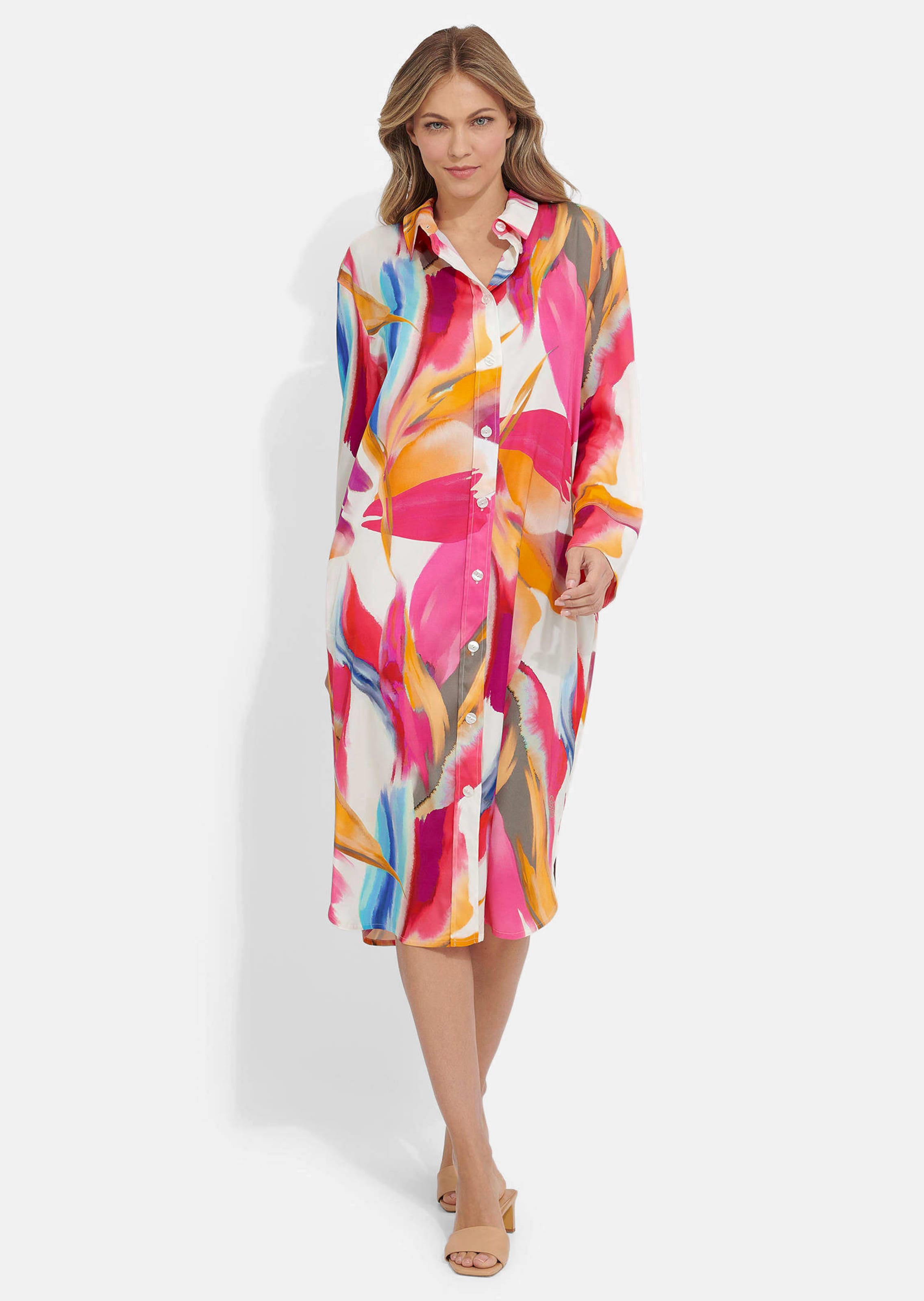 Hemdblusenkleid mit farbenfrohem Print
