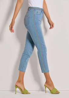 Schmale 7/8-Jeans mit bunten Streifen-Akzenten thumbnail 5