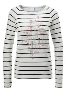Ringel-Shirt mit glitzernden Schmucksteinen thumbnail 2