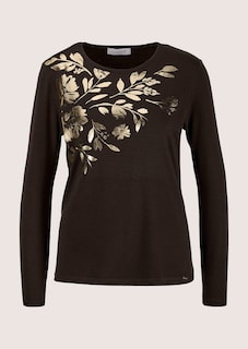 T-shirt à manches longues avec imprimé floral doré thumbnail 4