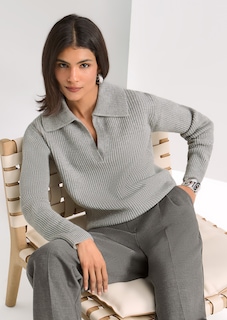 Schimmernder Pullover mit Polo-Kragen thumbnail 1