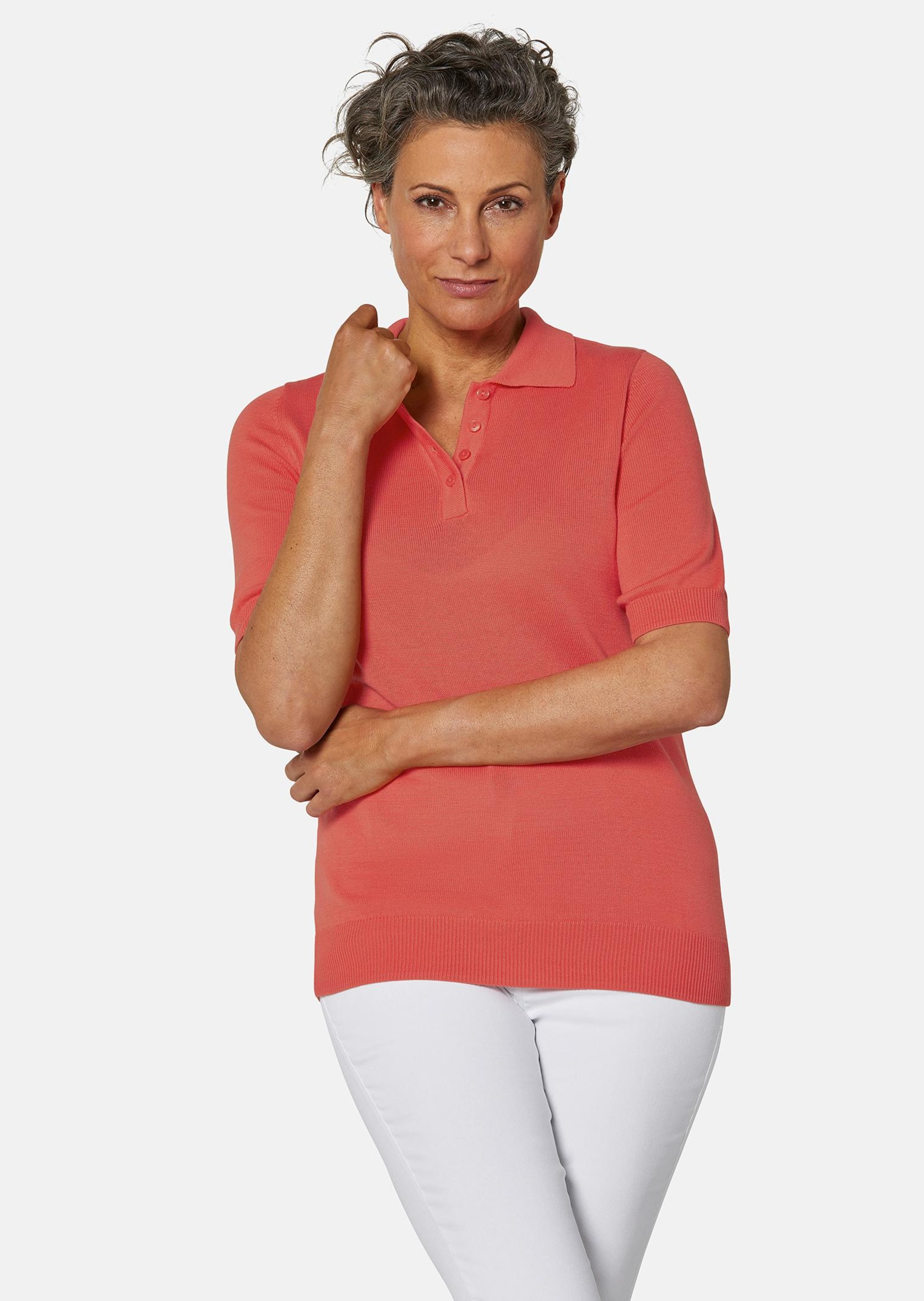 Tricot pullover met korte mouwen en mooie kraag