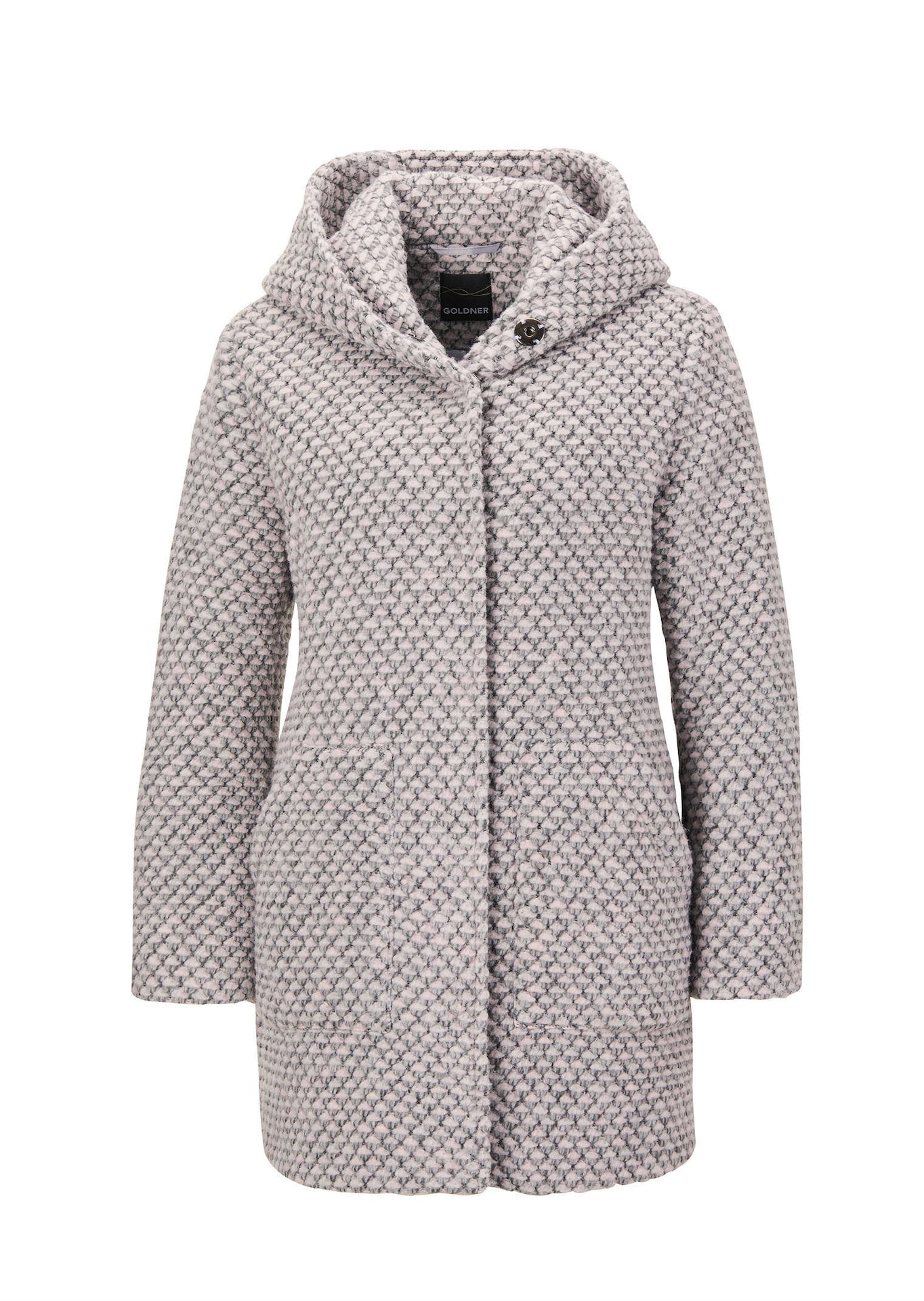 Manteau court bicolore en laine mélangée