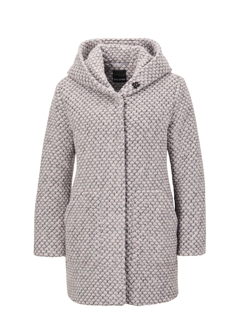 Manteau court bicolore en laine mélangée
