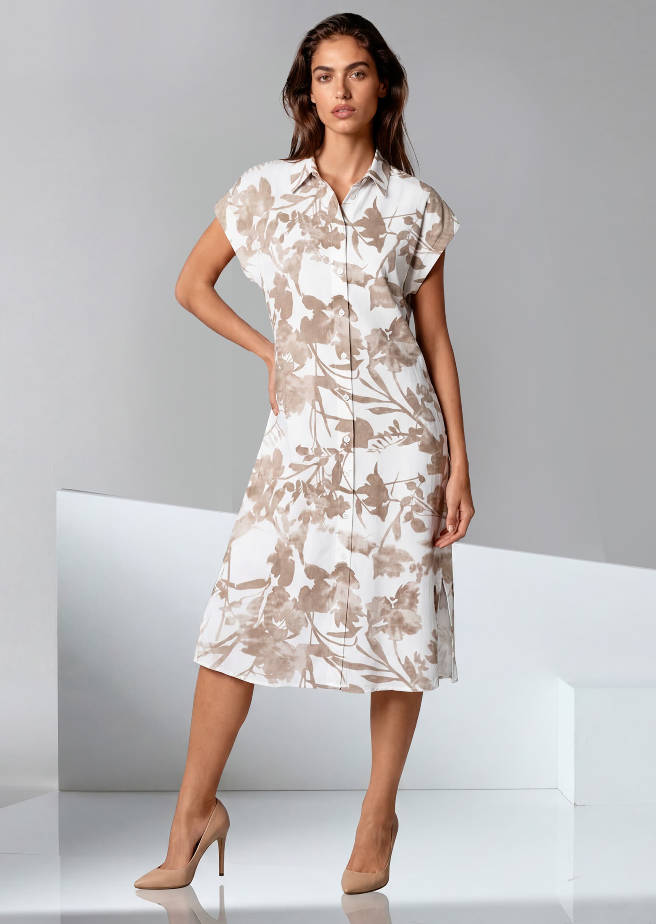 Robe-chemise en viscose avec imprimé fleuri