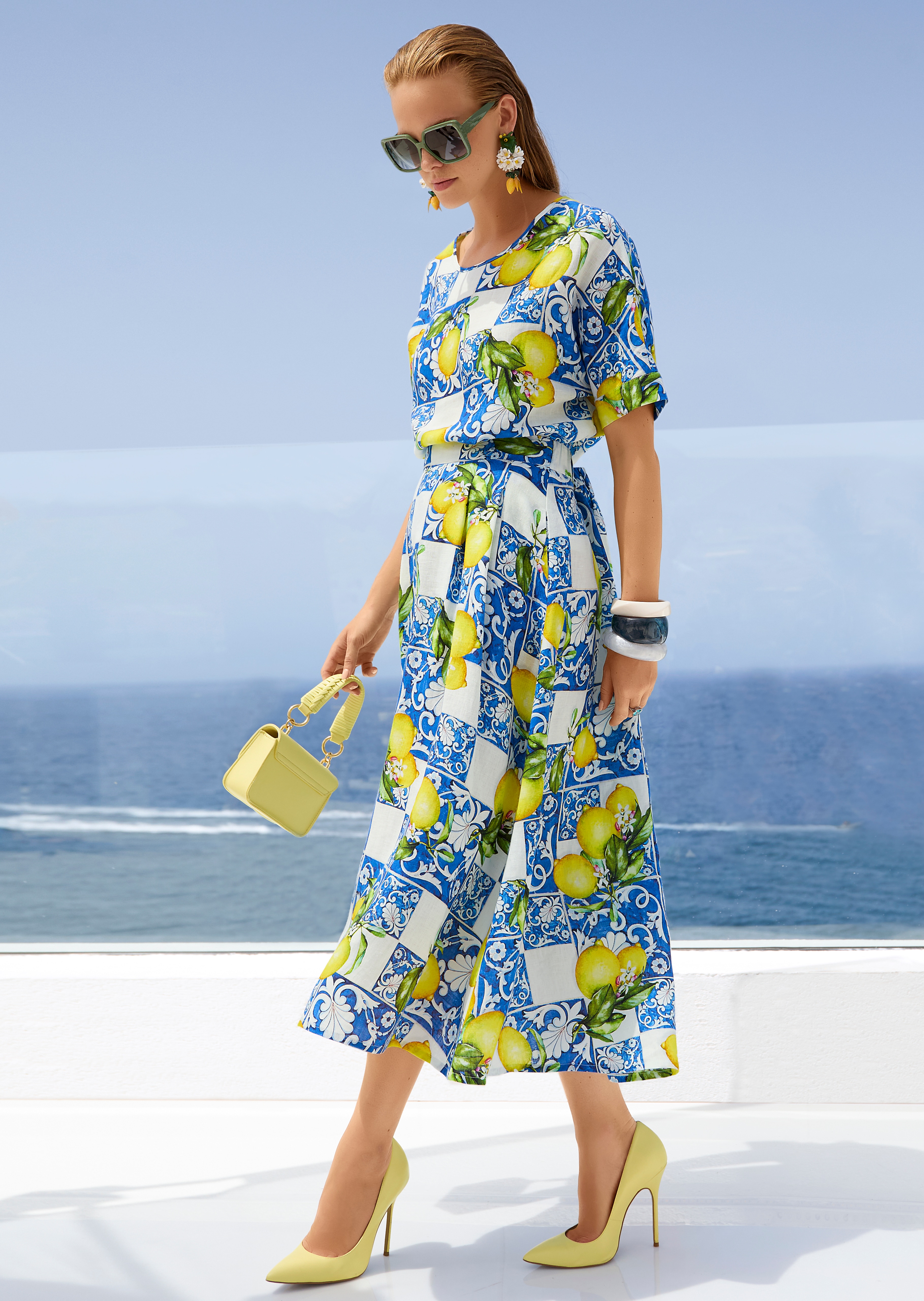 Bluse mit Zitronen-Print