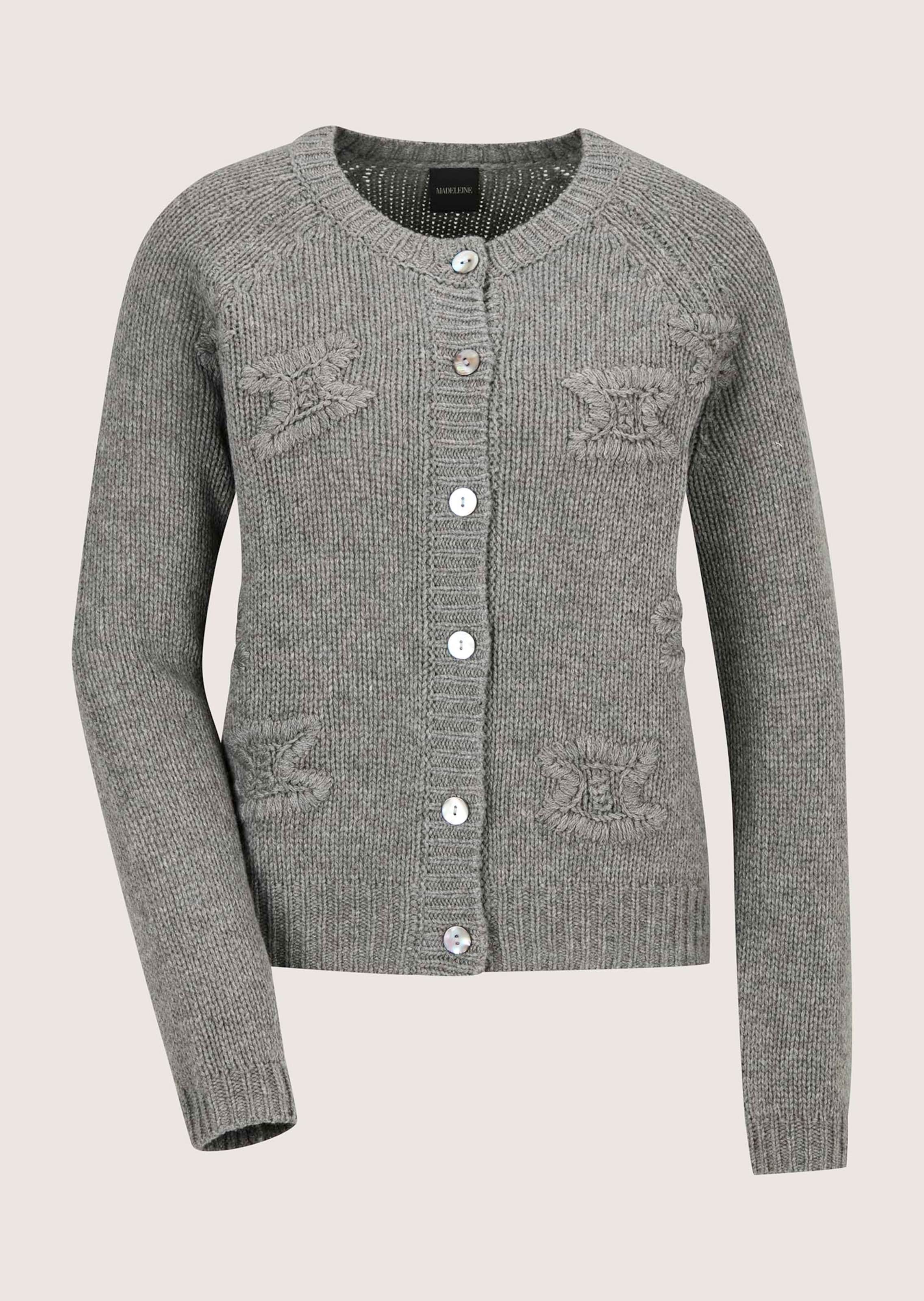Kaschmir-Strickjacke mit Handstickerei