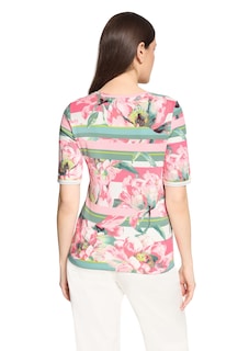 Rippenshirt mit Blüten und Streifen thumbnail 3