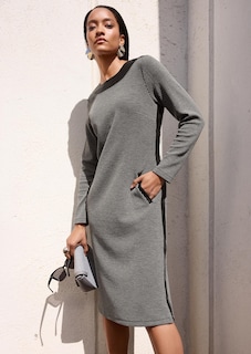 Sheath dress with leather look trim thumbnail 1