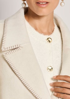 Double-faced coat with tie belt and hand-stitched edge thumbnail 6