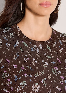 Pull en maille fine avec motif floral thumbnail 6