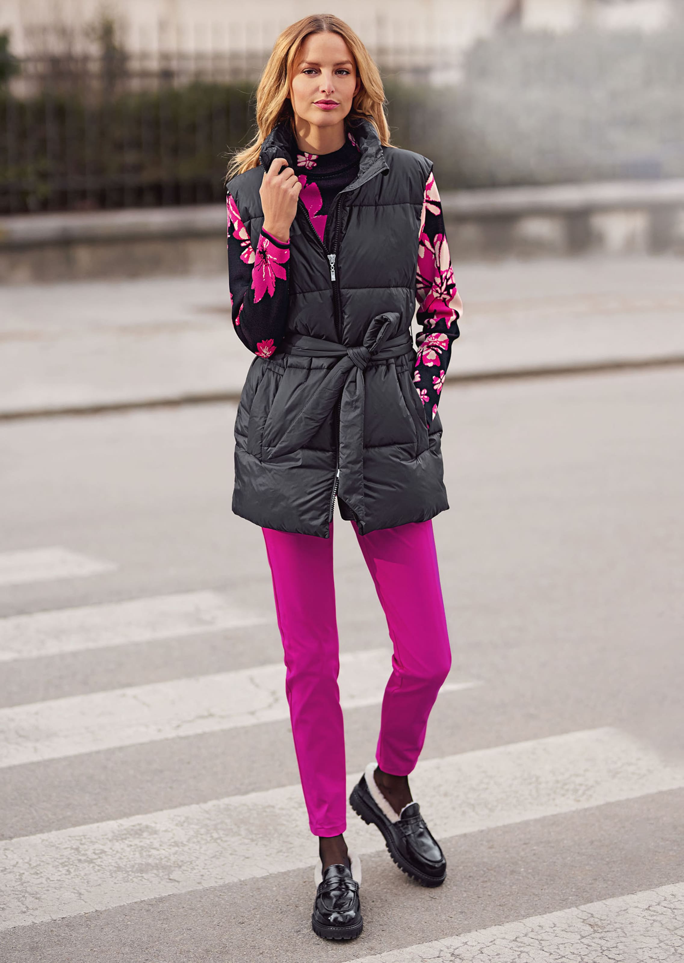 Pull maille jacquard motif fleuri