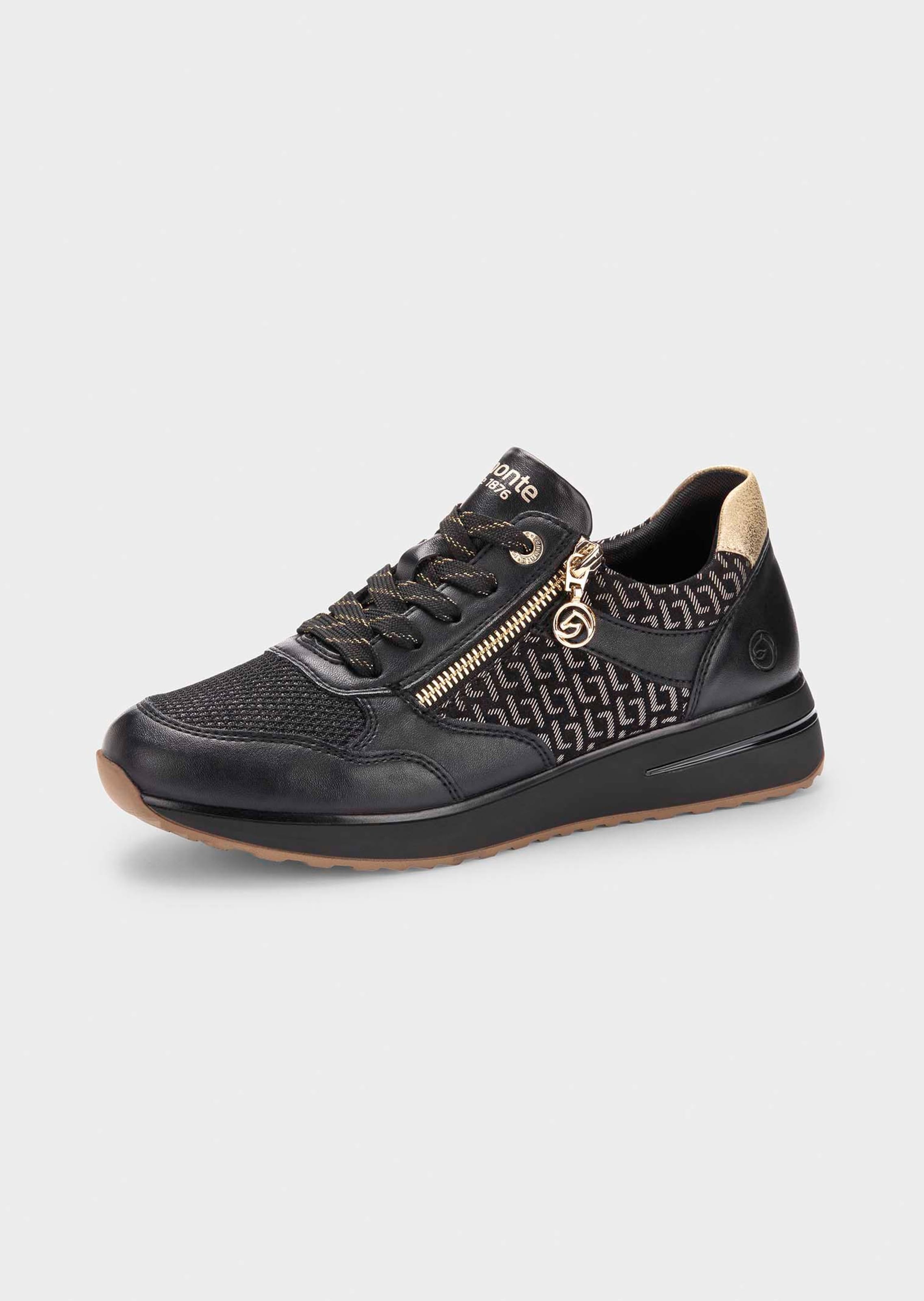 Sneaker mit goldfarbenem Reißverschluss