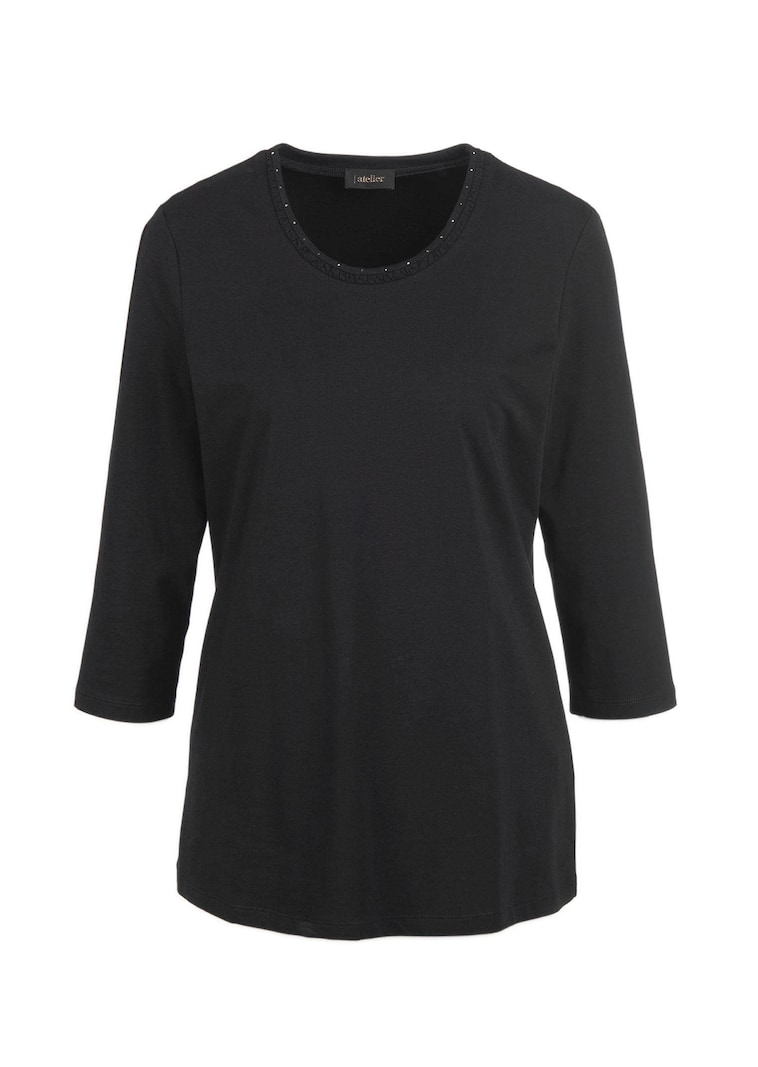 T-shirt brillant à encolure arrondie en coton Pima