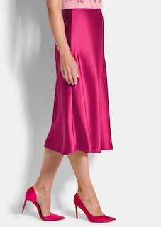 Jupe évasée en satin avec taille élastique thumbnail 4