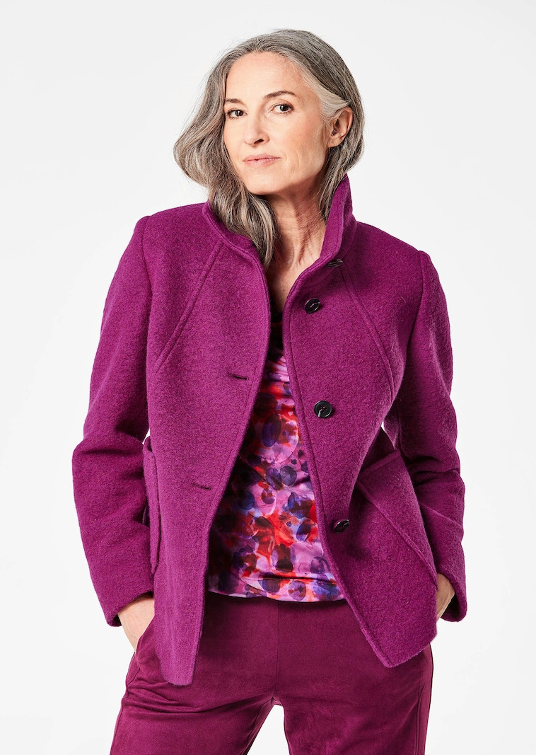 Veste en laine mélangée à col droit