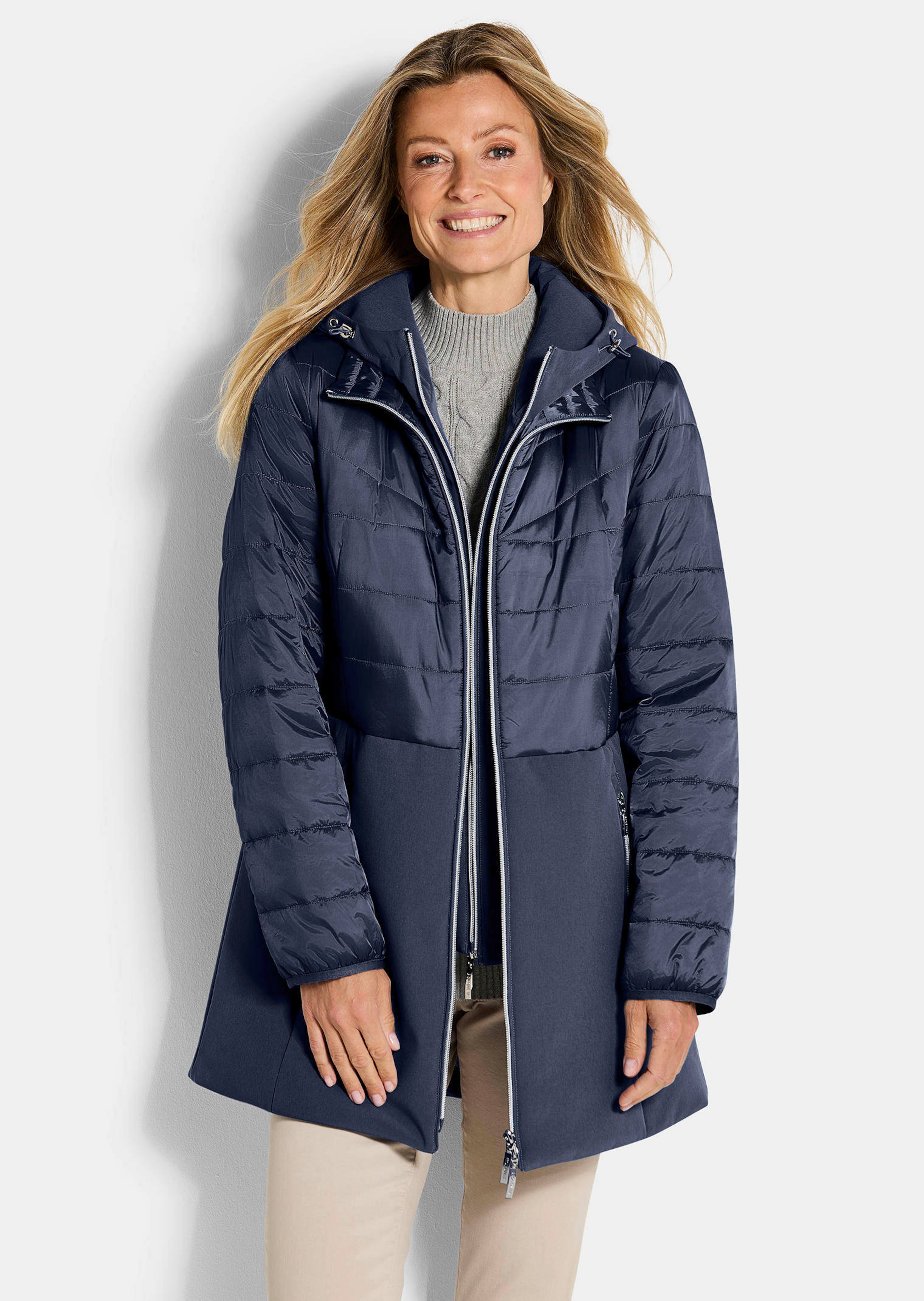 Steppmantel mit Softshell-Einsatz