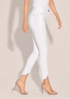 Schlanke Jeans mit Fransensaum thumbnail 5