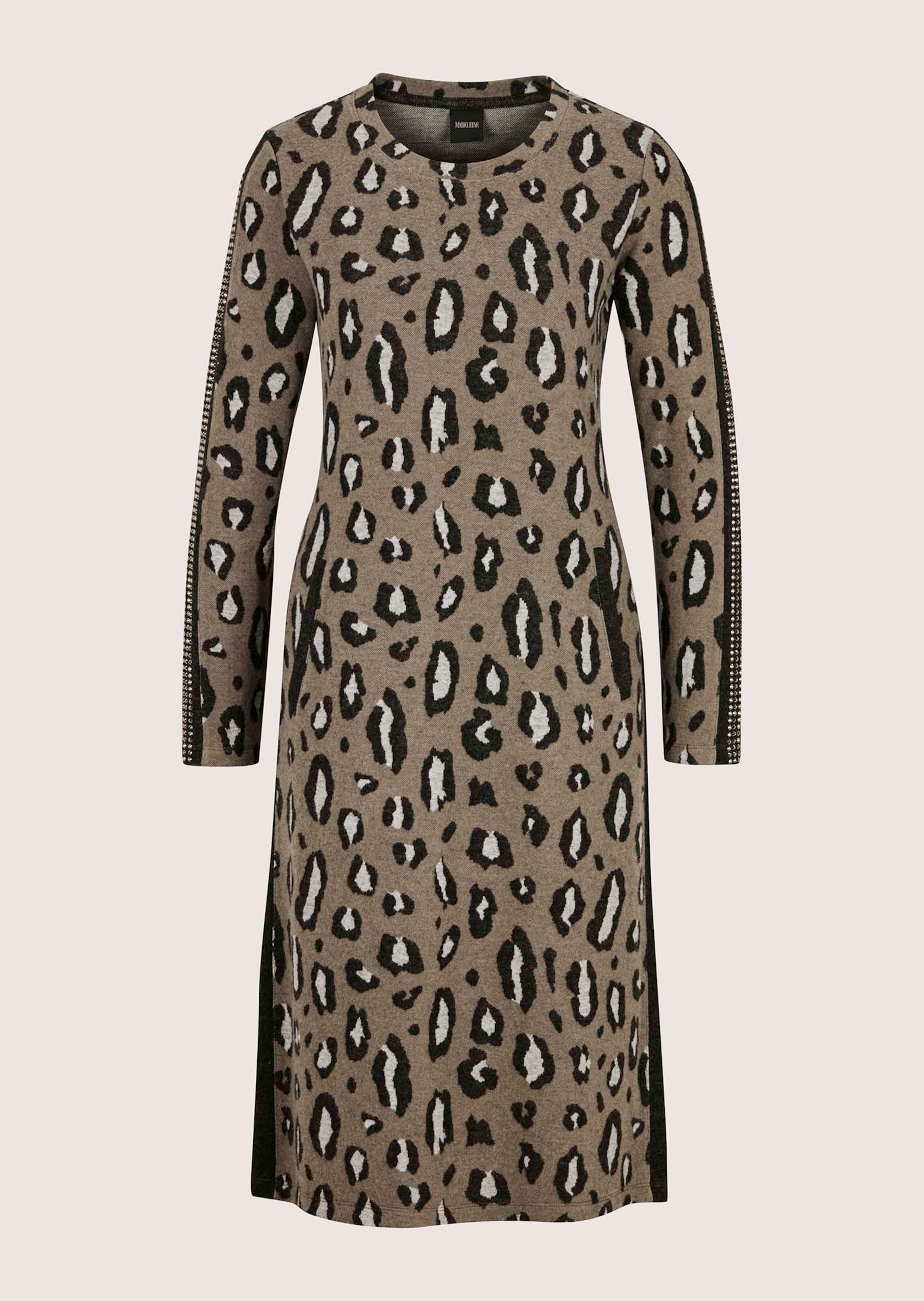 Leopard-print jacquard dress with rhinestones