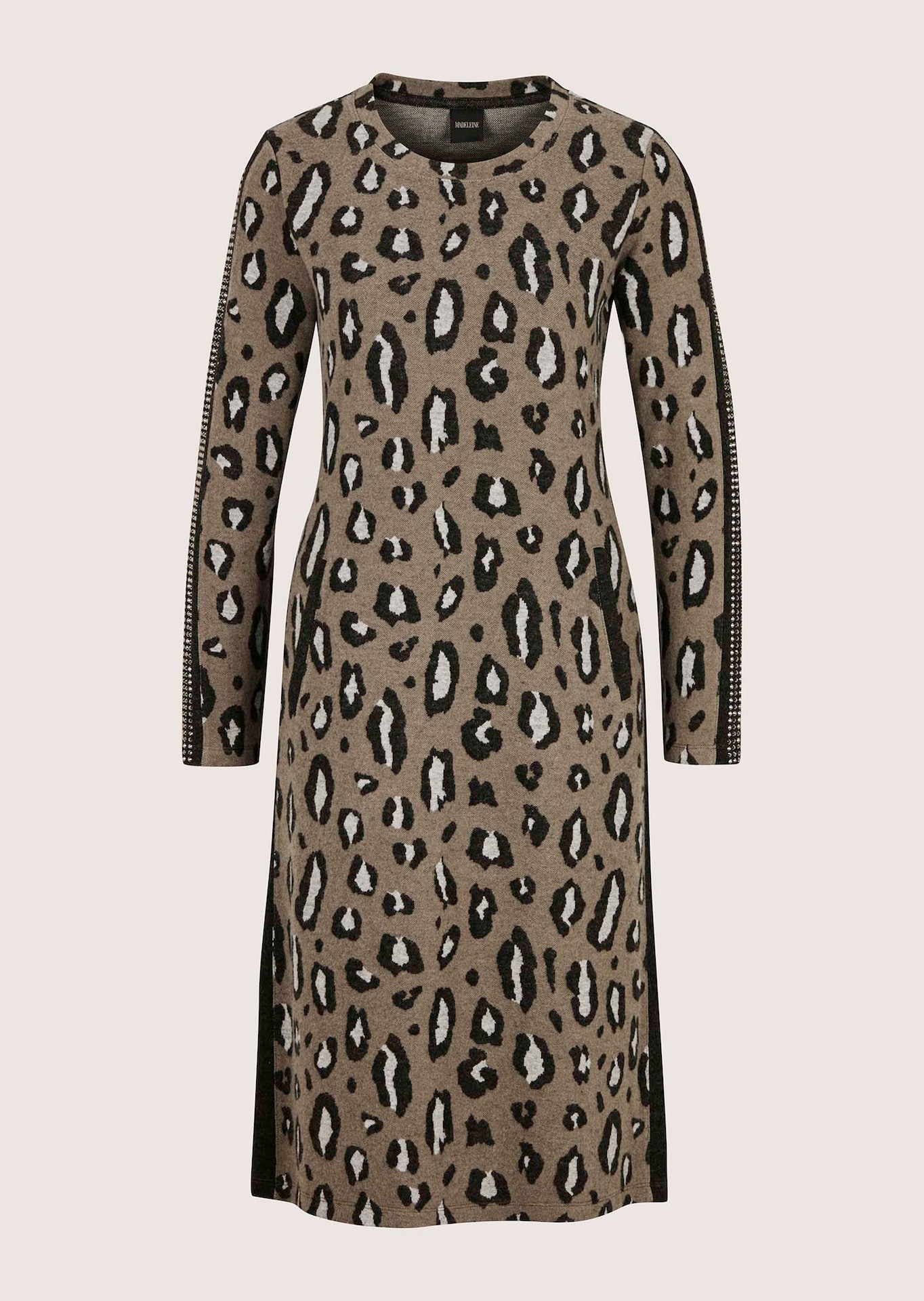 Robe en maille jacquard léopard et strass