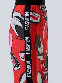 Rok met bloemenprint en zijstreep thumbnail 1