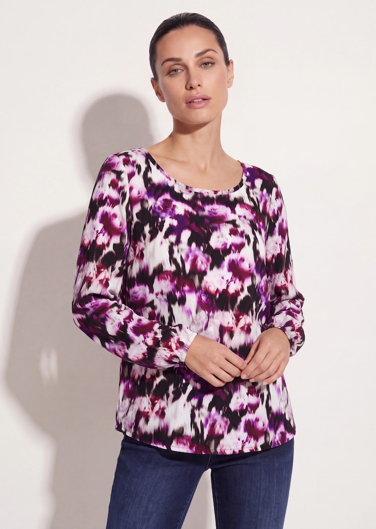 Viskose-Bluse mit Rundhalsausschnitt