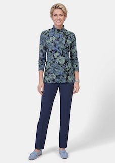 Langarmshirt mit Stehkragen und Blumenmuster thumbnail 2