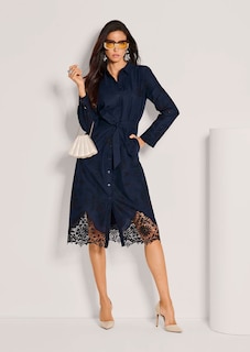 Robe chemise brodée avec dentelle thumbnail 5