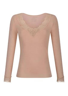 Langarmshirt mit Spitze und Kaschmir thumbnail 4