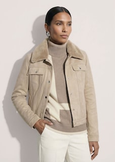 Jacke in Veloursoptik mit abnehmbarem Fellkragen thumbnail 2