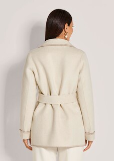 Double-faced coat with tie belt and hand-stitched edge thumbnail 4