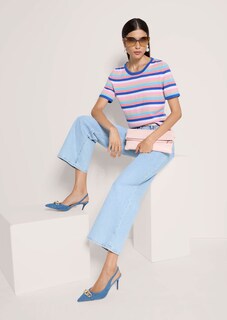 Farbenfroher Kurzarm-Pullover im Ringellook thumbnail 5
