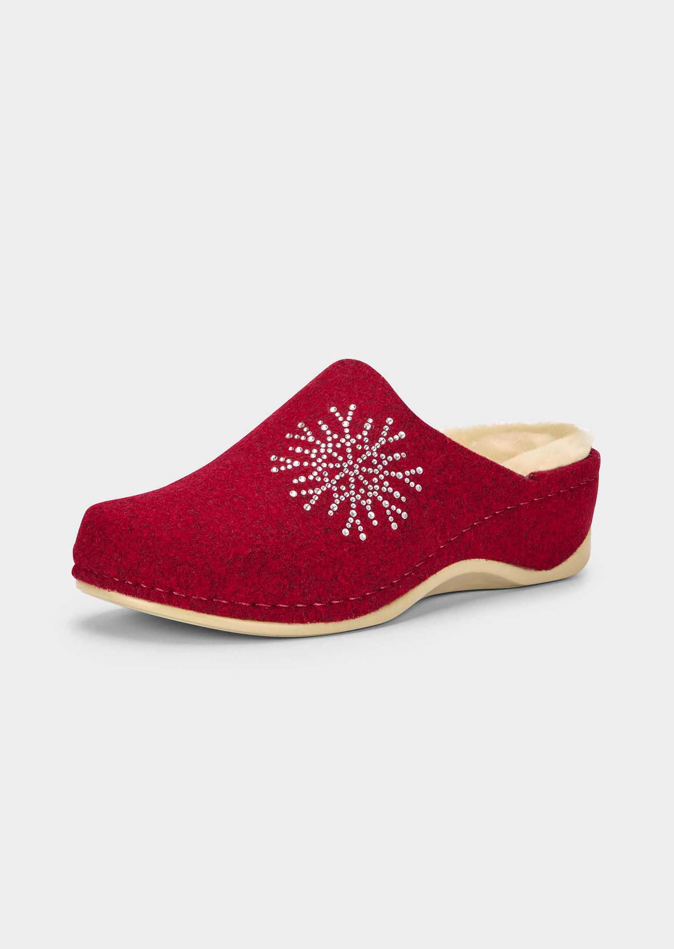 Pantoffeln aus Wollfilz mit Glitzersteinen