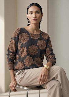 Kaschmirpullover mit floralem Allover-Print thumbnail 1