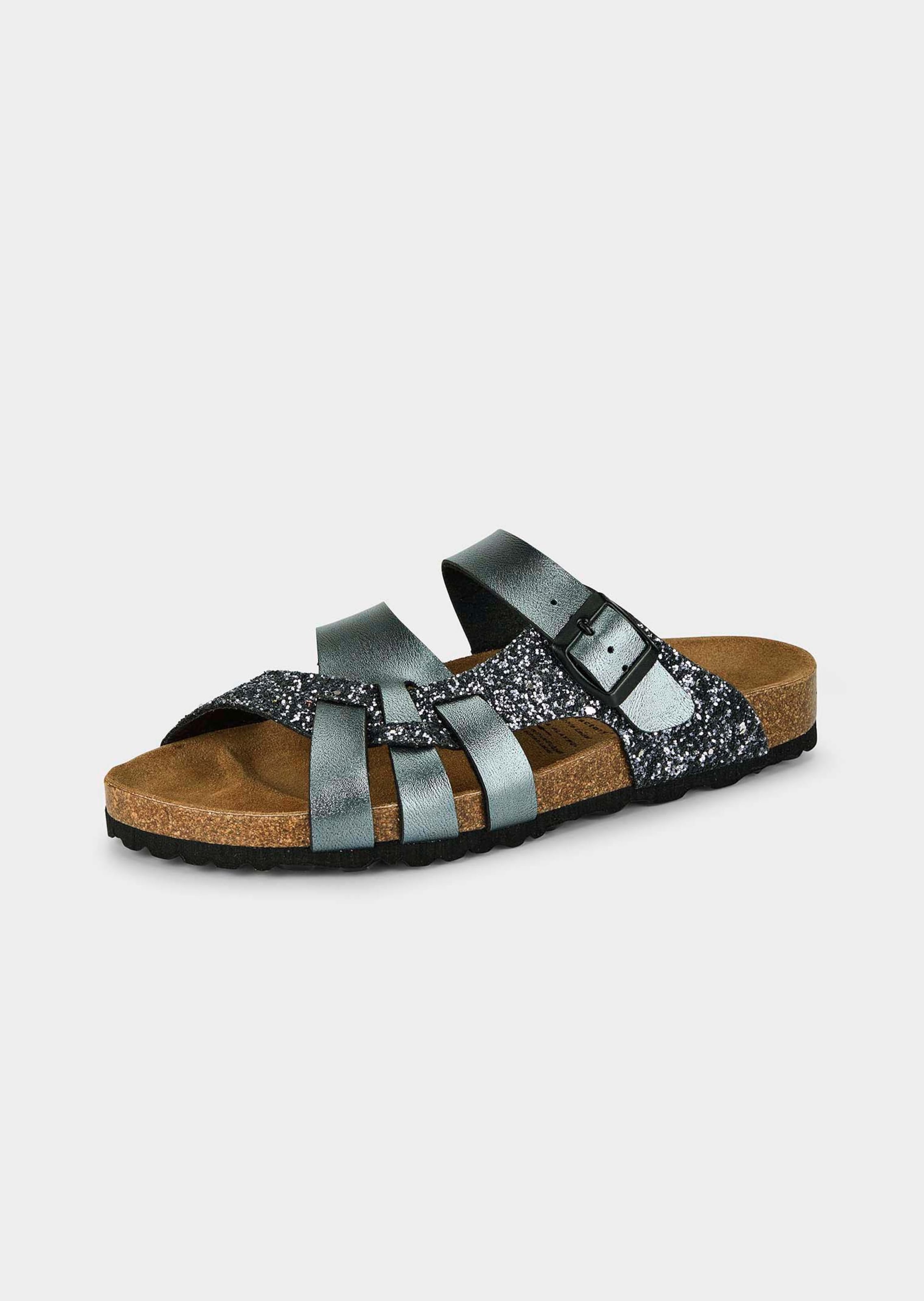 Glittersandalen met leer