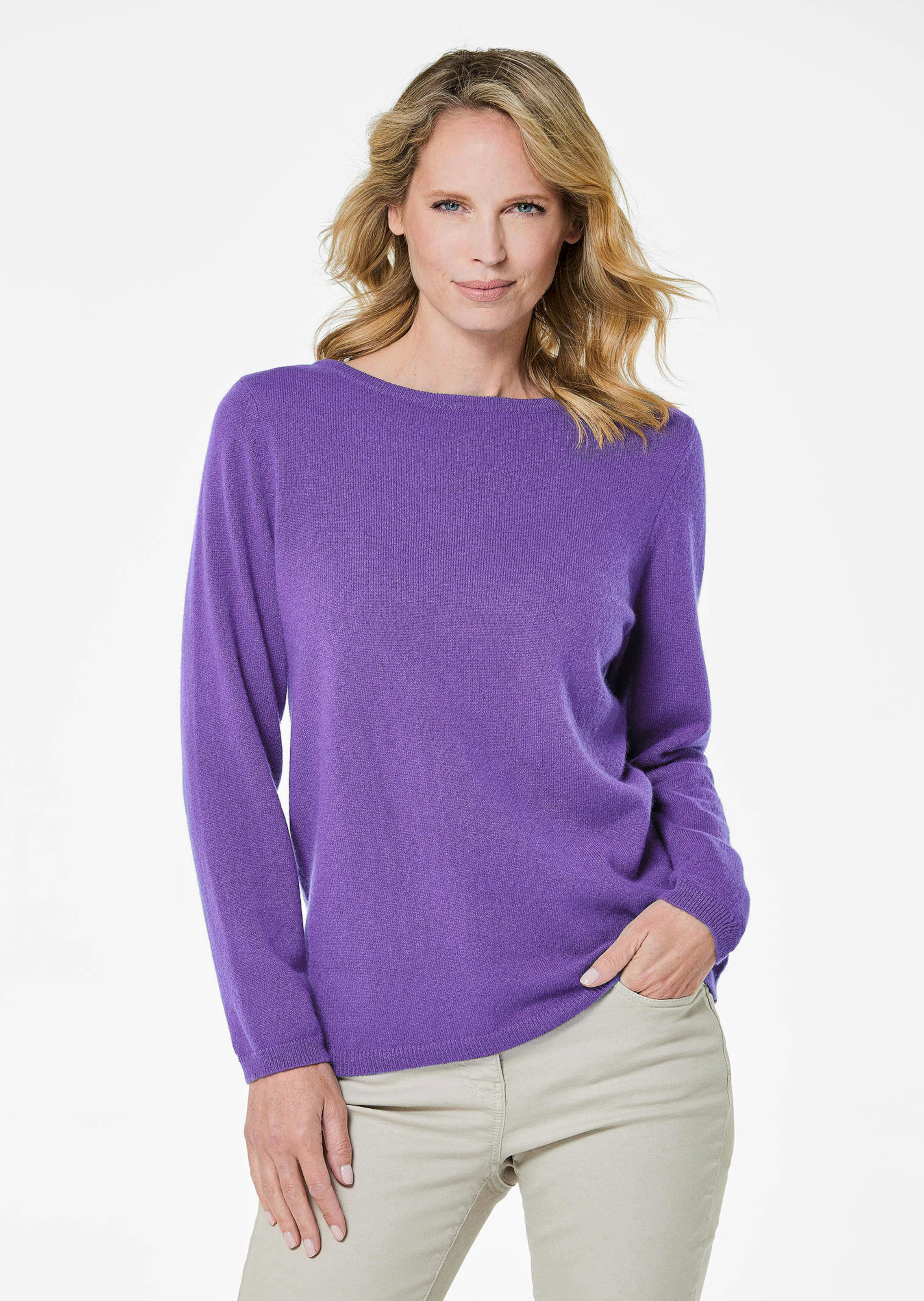 Kaschmirpullover mit U-Boot Ausschnitt