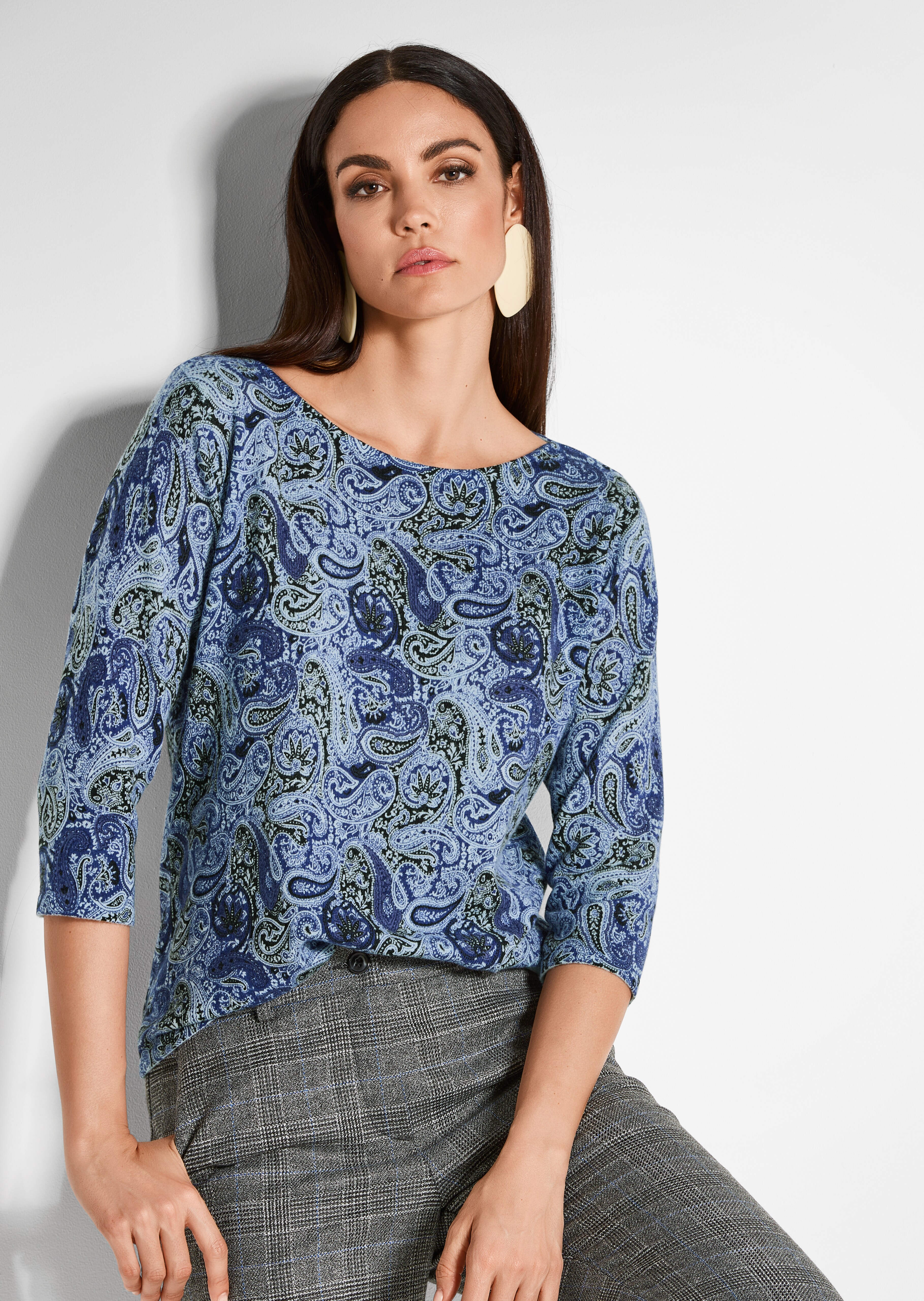 Kaschmir-Pullover mit Allover-Print