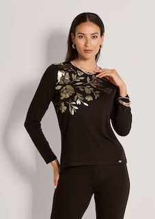 T-shirt à manches longues avec imprimé floral doré thumbnail 1