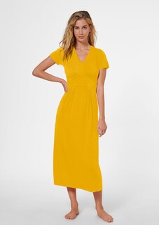 Long jersey dress with a V-neckline and short sleeves thumbnail 2